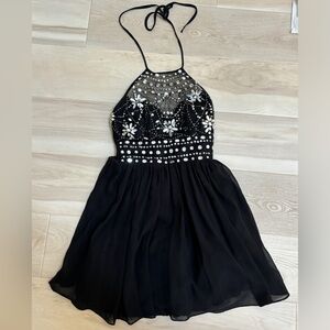 Black Rhinestone Homecoming Dance Dress